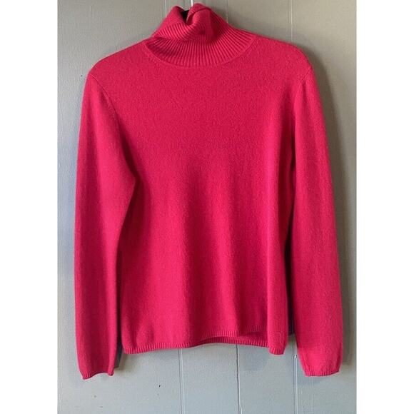 100% Cashmere Sweater Womens Large Red Pullover Turtleneck Career Church Office - Picture 6 of 6